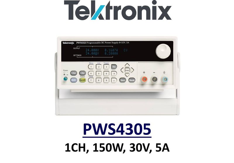 Tektronix PWS4305 benchtop linear power supply, 150w, 30v, 5A, 1 channel, low noise, prog.