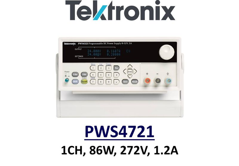 Tektronix PWS4721 benchtop linear power supply, 86w, 72v, 1.2A, 1 channel, low noise, prog.