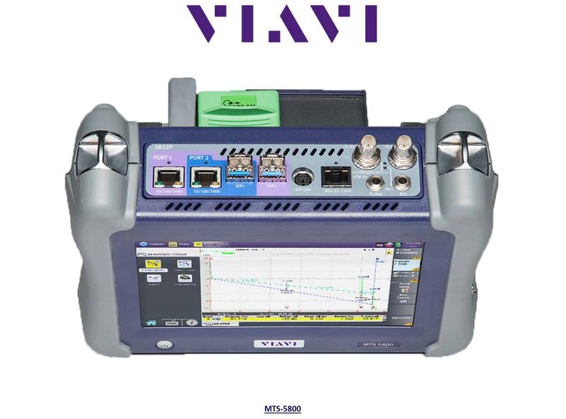 VIAVI MTS-5800 platform & 3-wave OTDR module, SM 1310/1550/1625nm 46/45/44dB, straight connector