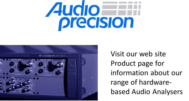 Audio Precision Hardware-based Audio Analyser product range
