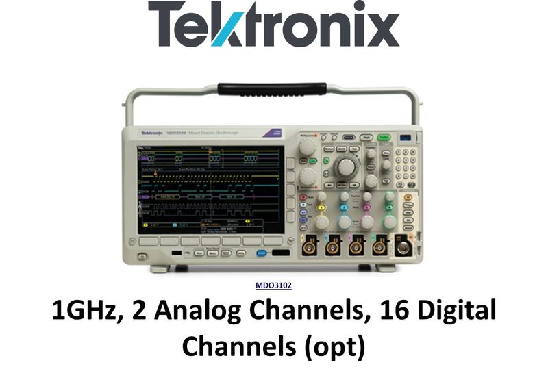 MDO3102 Mixed Domain Oscilloscope, 1GHz, 2 Analog & 16 Digital (optional) Channels, TFD LCD