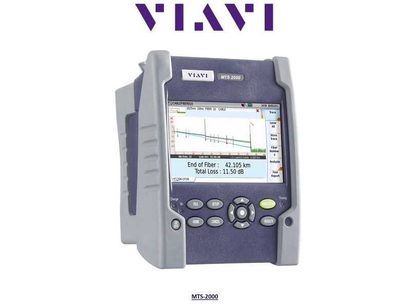 VIAVI MTS-2000 platform & dual-wave OTDR module, SM 1310/1550nm 43/41dB, angled connector