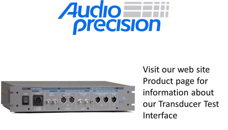 Audio Precision Transducer Test Interface range