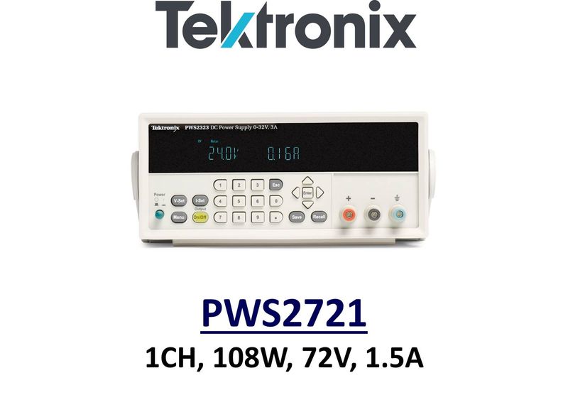 Tektronix PWS2721 benchtop linear power supply, 108w, 72v, 1.5A, 1 channel, low noise, non-prog.