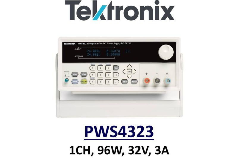 Tektronix PWS4323 benchtop linear power supply, 196w, 32v, 3A, 1 channel, low noise, prog.