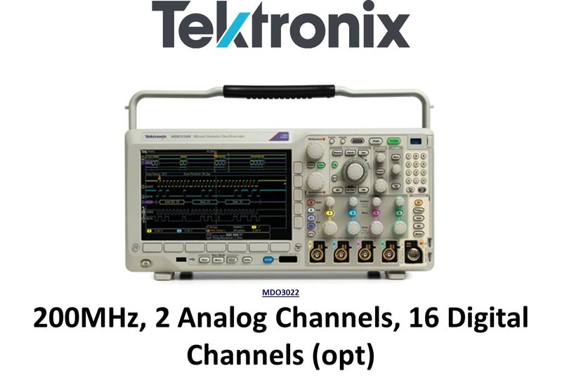 MDO3022 Mixed Domain Oscilloscope, 200MHz, 2 Analog & 16 Digital (optional) Channels, TFD LCD