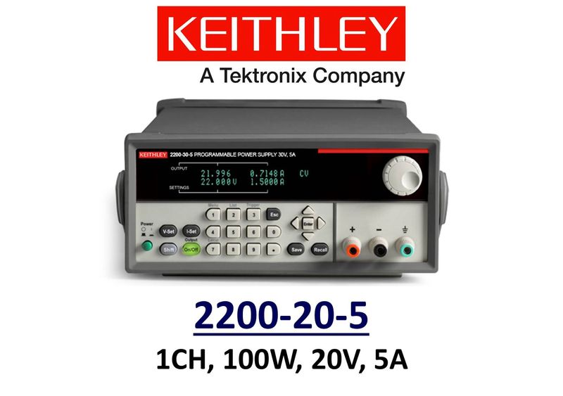 Keithley 2200-20-5 benchtop linear power supply, 100w, 20v, 5A, 1 channel, low noise, prog.