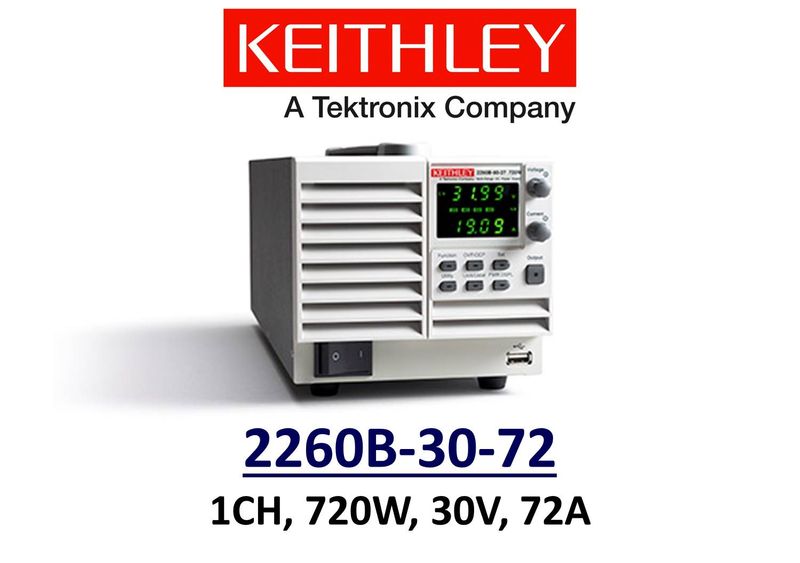 Keithley 2260B-30-72 benchtop linear power supply, 720w 30v 72A, 1 channel, low noise, prog.