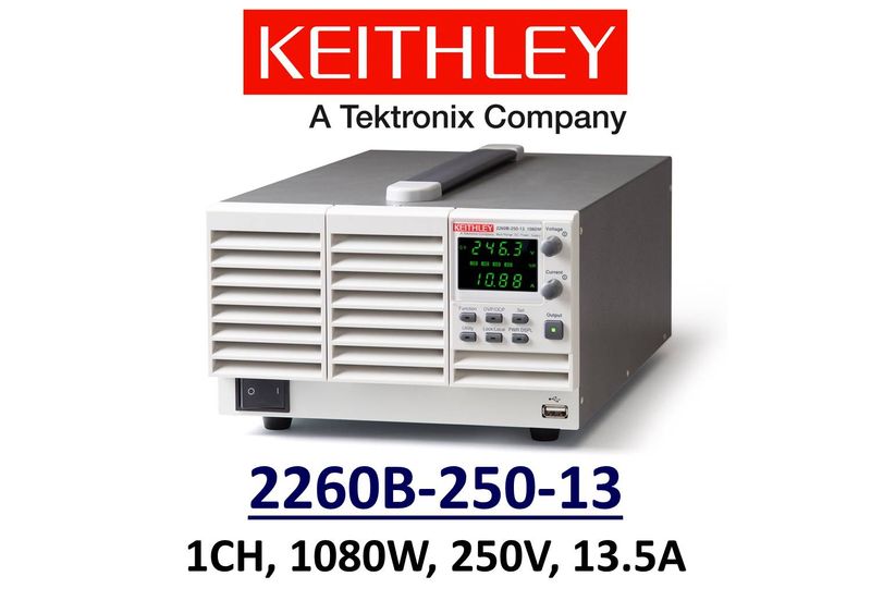 Keithley 2260B-250-13 benchtop linear power supply, 1080w 250v 13.5A, 1 chan, low noise, prog.