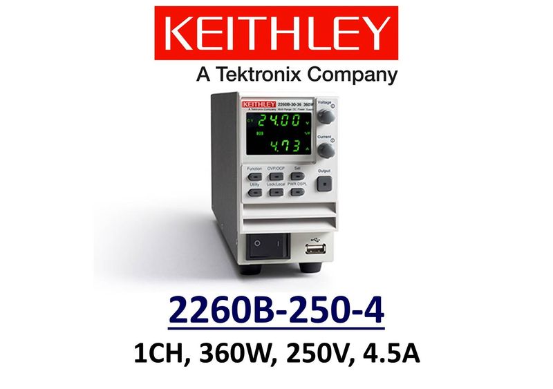 Keithley 2260B-250-4 benchtop linear power supply, 360w, 250v 4.5A 1 channel, low noise, prog.