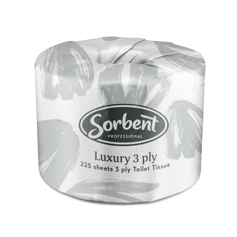 SORBENT LUXURY 3PLY 225SH TOILET PAPER