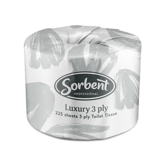 SORBENT LUXURY 3PLY 225SH TOILET PAPER