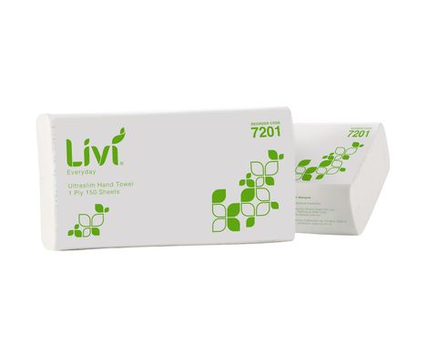 LIVI EVERYDAY 1PLY ULTRASLIM INTERFOLD TOWEL 150SH