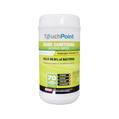 TOUCHPOINT HAND & SURFACE SANITISER WIPES TUB/70