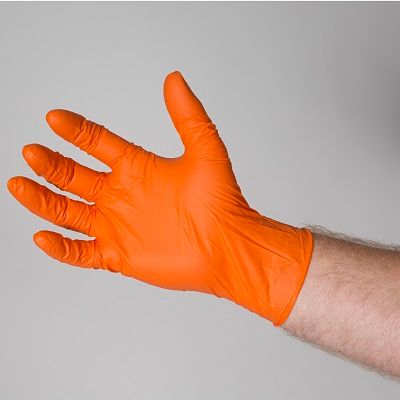 PREMIUM NITRILE ORANGE GLOVES SMALL