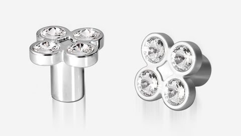 RIGEL CLUSTER KNOB 4 STONE SATIN CHROME