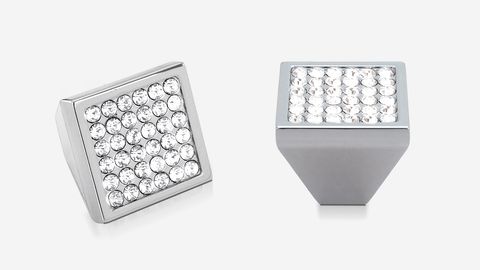 PYRAMID KNOB 25MM MULTI STONE POLISHED CHROME