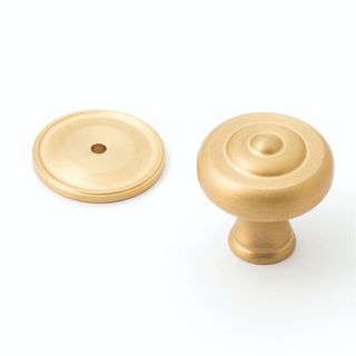 DECADE KNOB & BACKPLATE 38MM SATIN BRASS (CASTELLA)