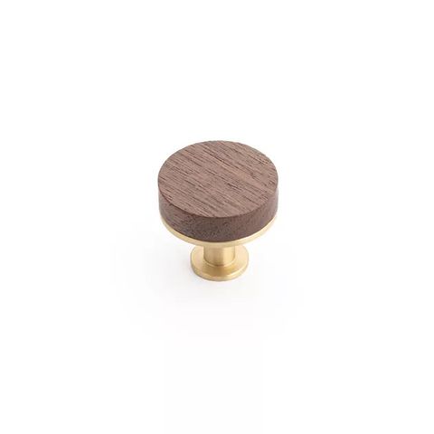 KERESTE KNOB 30MM WALNUT/SATIN BRASS (CASTELLA)
