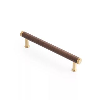 KERESTE HANDLE 128MM WALNUT/SATIN BRASS (CASTELLA)