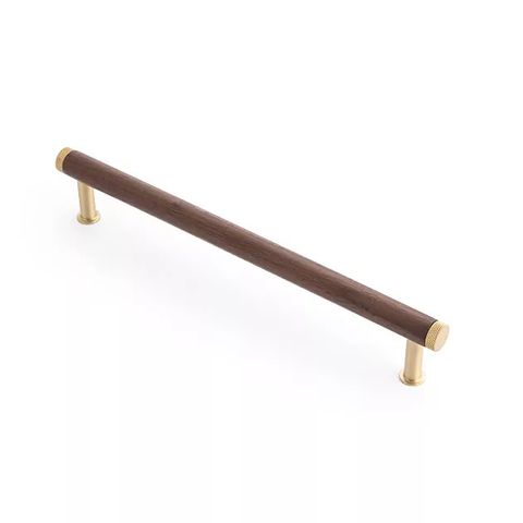 KERESTE HANDLE 192MM WALNUT/SATIN BRASS (CASTELLA)