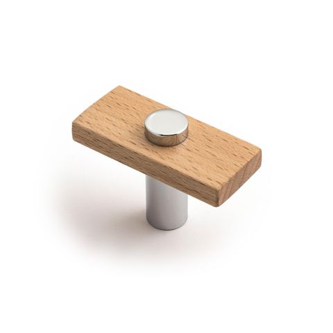 MADERA KNOB 50MM EURO BEECH/POLISHED CHROME (CASTELLA)