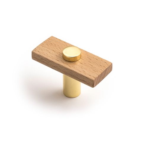 MADERA KNOB 50MM EURO BEECH/POLISHED GOLD (CASTELLA)