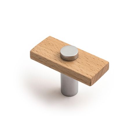 MADERA KNOB 50MM EURO BEECH/SATIN CHROME (CASTELLA)