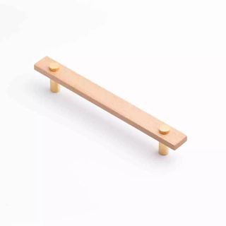 MADERA HANDLE 160MM EURO BEECH/POLISHED GOLD (CASTELLA)