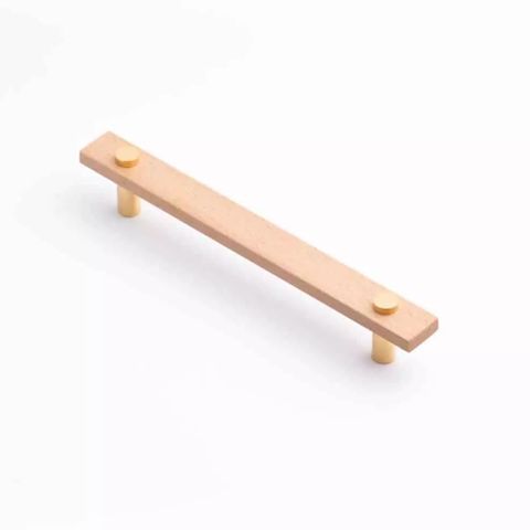 MADERA HANDLE 160MM EURO BEECH/POLISHED GOLD (CASTELLA)