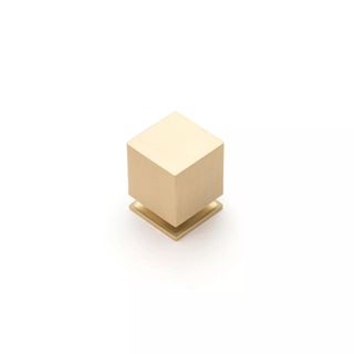 CUBE KNOB 25MM BRUSHED BRASS (CASTELLA)