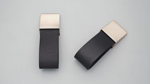 STRAP PULL 16MM BLACK LEATHER WITH STAINLESS EFFECT