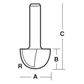 2 FLUTE CORE BOX BIT 38MM TCT, 1/2 SHK