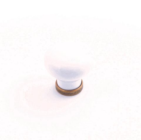 MANOR KNOB 30MM WHITE/ANTIQUE BRASS (CASTELLA)