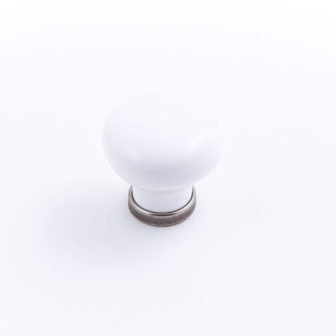 MANOR KNOB 30MM WHITE/ PEWTER (CASTELLA)