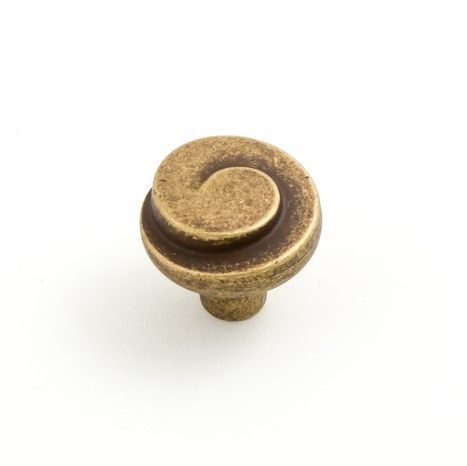 PLUME KNOB 30MM ANTIQUE BRASS (CASTELLA)