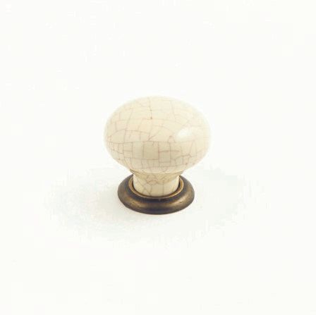 ESTATE KNOB 35MM CREAM CRACKLE/ANTIQUE BRASS (CASTELLA)