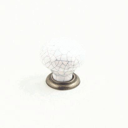ESTATE KNOB 35MM WHITE CRACKLE/PEWTER (CASTELLA)