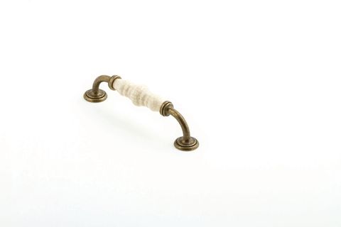 ESTATE HANDLE CREAM CRACKLE/ANTIQUE BRASS