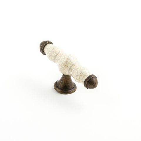 ESTATE KNOB CREAM CRACKLE/ANTIQUE BRASS