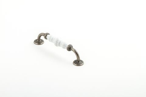 ESTATE HANDLE WHITE CRACKLE/PEWTER