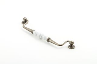 ESTATE HANDLE 224MM BAIL WHITE CRACKLE/PEWTER (CASTELLA)