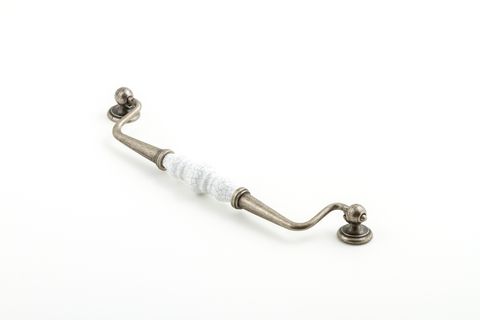 ESTATE HANDLE 224MM BAIL WHITE CRACKLE/PEWTER (CASTELLA)