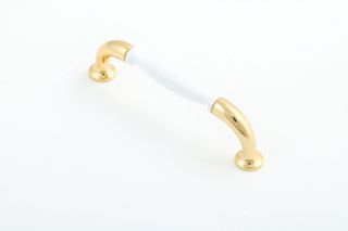 SOVEREIGN HANDLE 96MM GOLD PLATED / WHITE PORCELAIN (CASTELLA)