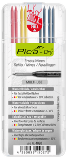 PICA DRY PENCIL REFILL SET, 4 X GRAPHITE, 2 X RED & 2 X YELLOW (8PK)