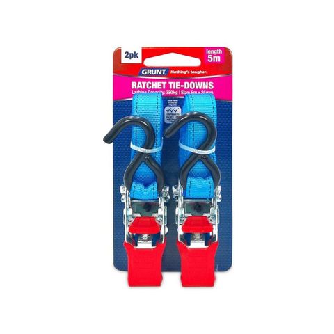 RATCHET TIE DOWN 25MM X 5M (2 PACK)