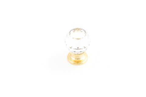 SOVEREIGN KNOB 30MM TRANSPARENT CRYSTAL / POLISHED GOLD (CASTELLA)
