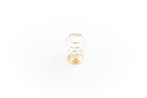 SOVEREIGN KNOB 25MM TRANSPARENT CRYSTAL / POLISHED GOLD (CASTELLA)