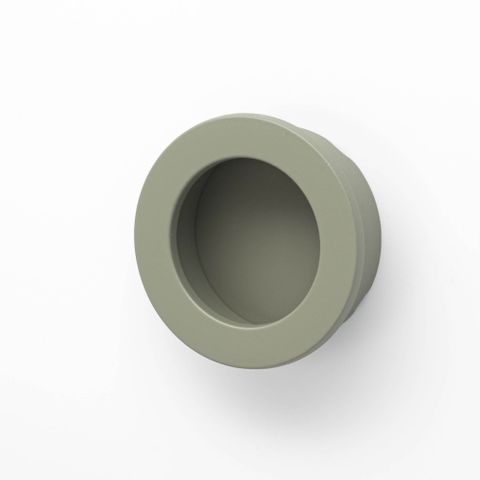 FLUSH PULL 40MM ROUND DUSTY OLIVE (CASTELLA)