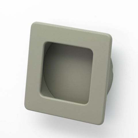 SQUARE FLUSH PULL 50MM ROUND DUSTY OLIVE (CASTELLA)